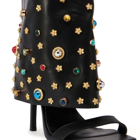 "COSMIC FANTASY" Embellished Black Sandals - Picture 6 of 7